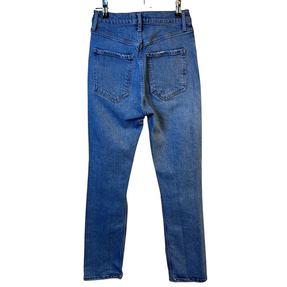 Agolde Riley Distressed Ripped High-Rise Cropped Jeans Size 24 Boho Modern Luxe - Picture 3 of 10